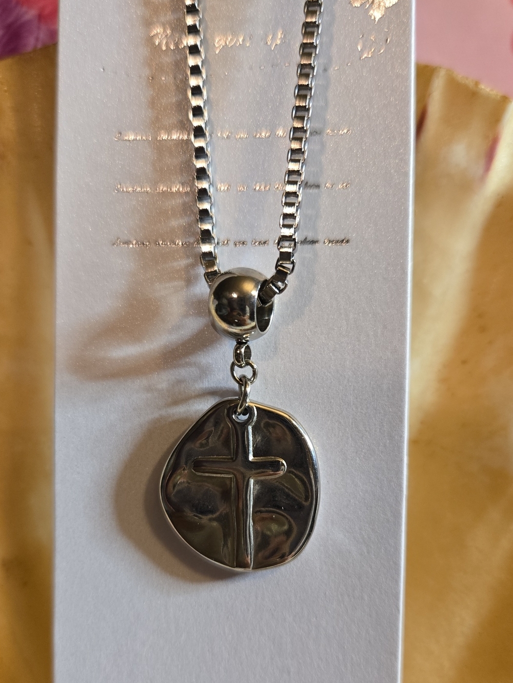 Stainless Steel Cross Pendant Necklace - Silver